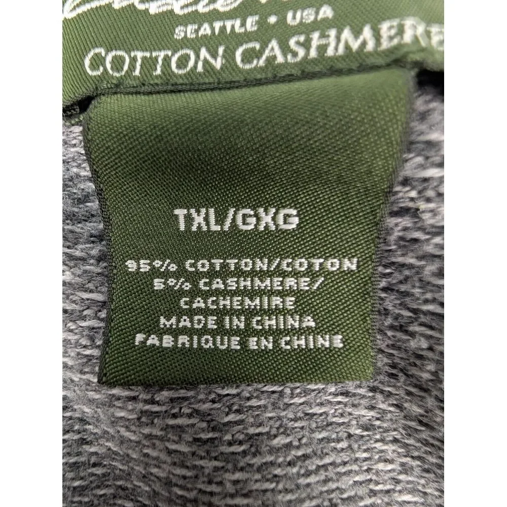 Eddie Bauer Cotton Cashmere Sweater Men's XLT Tall Grey Long Sleeve Pullover - Picture 8 of 8